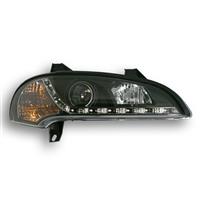 Scheinwerfer, Tagfahrlicht Design, Opel Tigra Bj. 93-98, Xenon-Optik-Linse, inkl. Blinker, mit LWR, Klarglas/schwarz