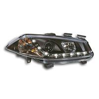 Scheinwerfer, Tagfahrlicht Design, Renault Megane Bj. 03-05, Xenon-Optik-Linse, inkl. Blinker, mit LWR, Klarglas/schwarz
