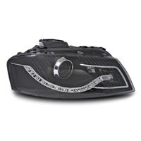 Scheinwerfer, Tagfahrlicht Design, Audi A3 Bj. 03-08, Bi-Xenon / Xenon-Optik-Linse mit Doppelfunktion, inkl. Blinker, mit LWR, Klarglas / schwarz