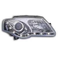 Scheinwerfer, Tagfahrlicht Design, VW Passat (3C) Bj. 05-, Xenon-Optik-Linse, LWR inkl. Motor, Klarglas/chrom