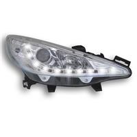 Scheinwerfer, Tagfahrlicht Design, Peugeot 207 Bj. 06-, Xenon-Optik-Linse, LWR inkl. Motor, Klarglas/chrom
