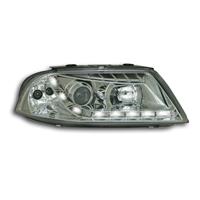 Scheinwerfer, Tagfahrlicht Design, VW Passat Bj. 00-05, Xenon-Optik-Linse, inkl. Blinker, mit LWR,  Klarglas/chrom