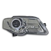Phares avant, design feux diurnes, VW Passat 05-, aspect x�non, ampoule double fonction, feux additonnels: 1 veilleuse circulaire, moteur pour le r�glage �lectrique, face lisse/fond chrome