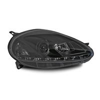 Scheinwerfer, Tagfahrlicht Design, Fiat Grande Punto Bj. 09-, Xenon-Optik-Linse, LWR inkl. Motor, Klarglas/schwarz