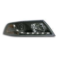 Phares avant, design feux diurnes, Skoda Octavia 05-08, aspect x�non, avec clignotant et correcteur de port�e lumineuse, verre lisse/fond noir