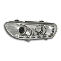 Headlights, daytime running lights design, VW Scirocco 08-, xenon-look lense, built-in indicator, with levelling control, clear/chrome