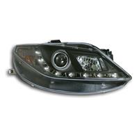 Scheinwerfer, Tagfahrlicht Design, Seat Ibiza Bj. 08-, Xenon-Optik-Linse, mit LWR, inkl. Blinker, Klarglas/schwarz