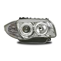 Scheinwerfer, AE-Design, BMW 1er E87,5T/E81,3T Bj. 04-, Xenon-Optik-Linse, 2 Standlichtringe, inkl. Blinker, mit LWR, Klarglas/chrom
