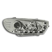 Headlights, R87-approved daytime running light, VW Scirocco 08-, xenon-look lense, built-in indicator, motor for levelling control, clear/chrome