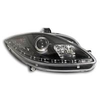 Scheinwerfer, integriertes Tagfahrlicht R87 Zulassung, Seat Leon 05-09/Altea 04-09/Toledo 05-09,  Xenon-Optik-Linse, inkl. Blinker, LWR mit Motor, Klarglas/schwarz