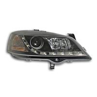 Scheinwerfer, integriertes Tagfahrlicht R87 Zulassung, Astra G 98-04,  Xenon-Optik-Linse, inkl. Blinker, LWR mit Motor, Klarglas/schwarz