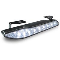 Daytime running lights & position lights, 18 LED x 2, 12V & 24V, sloped, clear/chrome, dim function, R87/R7 approved, E-marked, 200x28x38mm, test function