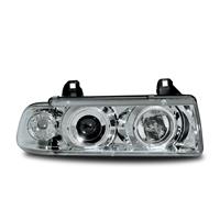 Scheinwerfer mit CCFL Standlichtringen, BMW E36 2/4 T�rer Bj. 91-97, Xenon Optik Linse, inkl. Blinker, LWR, Klarglas / chrom