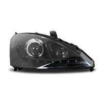Headlights, DRL design, Ford Focus 1 98-01, xenon-look lense, built-in indicator, levelling control, clear/black