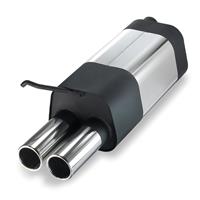Edelstahl Sportauspuff Endschalld�mpfer, Auspuff f�r Audi A3 8L, VW Golf IV, VW NewBeetle und Seat Leon 1M, bis 92kW Motoren, 2x76 rund, 50mm Anschluss, mit ABE