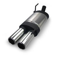 Edelstahl Sportauspuff Endschalld�mpfer, Auspuff f�r VW Polo 6N und 6N2, 2x76 rund, mit ABE
