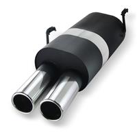 Edelstahl Sportauspuff Endschalld�mpfer, Auspuff f�r Peugeot 206 Typ 2 ab Bj. 98, 2x76 rund, mit ABE