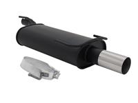 Silencieux en acier, Opel Astra F/ Kadett E Flie�heck 1,2-1,4/ 1,6/ 1,7 Diesel/ 1,8/ 2,0 convient uniquement jusqu'� 85 kW, 1 x 76 mm design RL, homologu�