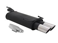 Silencieux en acier, Opel Astra F/ Kadett E Flie�heck 1,2-1,4/ 1,6/ 1,7 Diesel/ 1,8/ 2,0 convient uniquement jusqu'� 85 kW, 2 x 76 mm design MS, homologu�