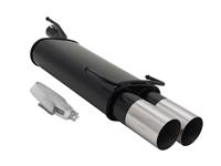 Silencieux en acier, Opel Astra F/ Kadett E Flie�heck 1,2-1,4/ 1,6/ 1,7 Diesel/ 1,8/ 2,0 convient uniquement jusqu'� 85 kW, 2 x 90 mm design RL, homologu�