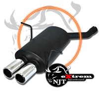 Stainless steel muffler, eXtrem, BMW E46 4 cyl., TwinRod 2x76, with EC approval
