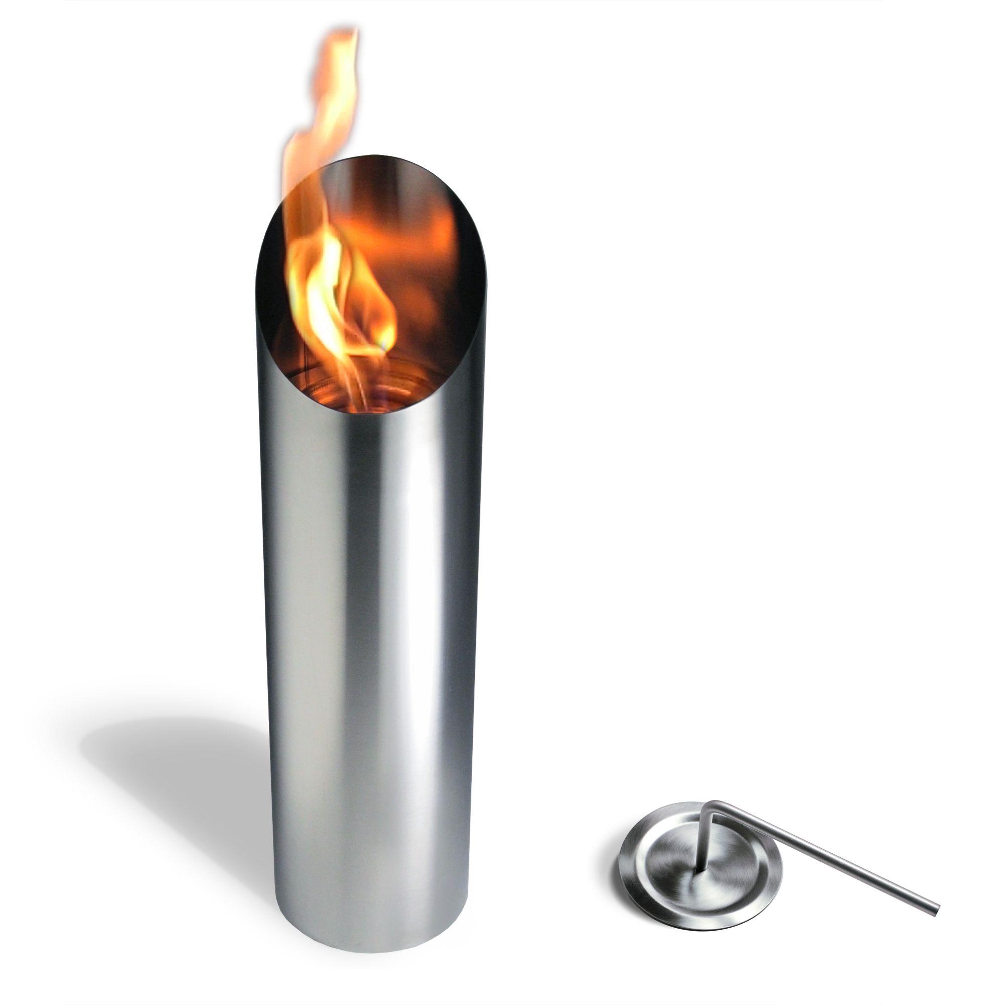 Edelstahl Feuerstelle Bio Ethanol Feuersäule Gartenfackel 61cm