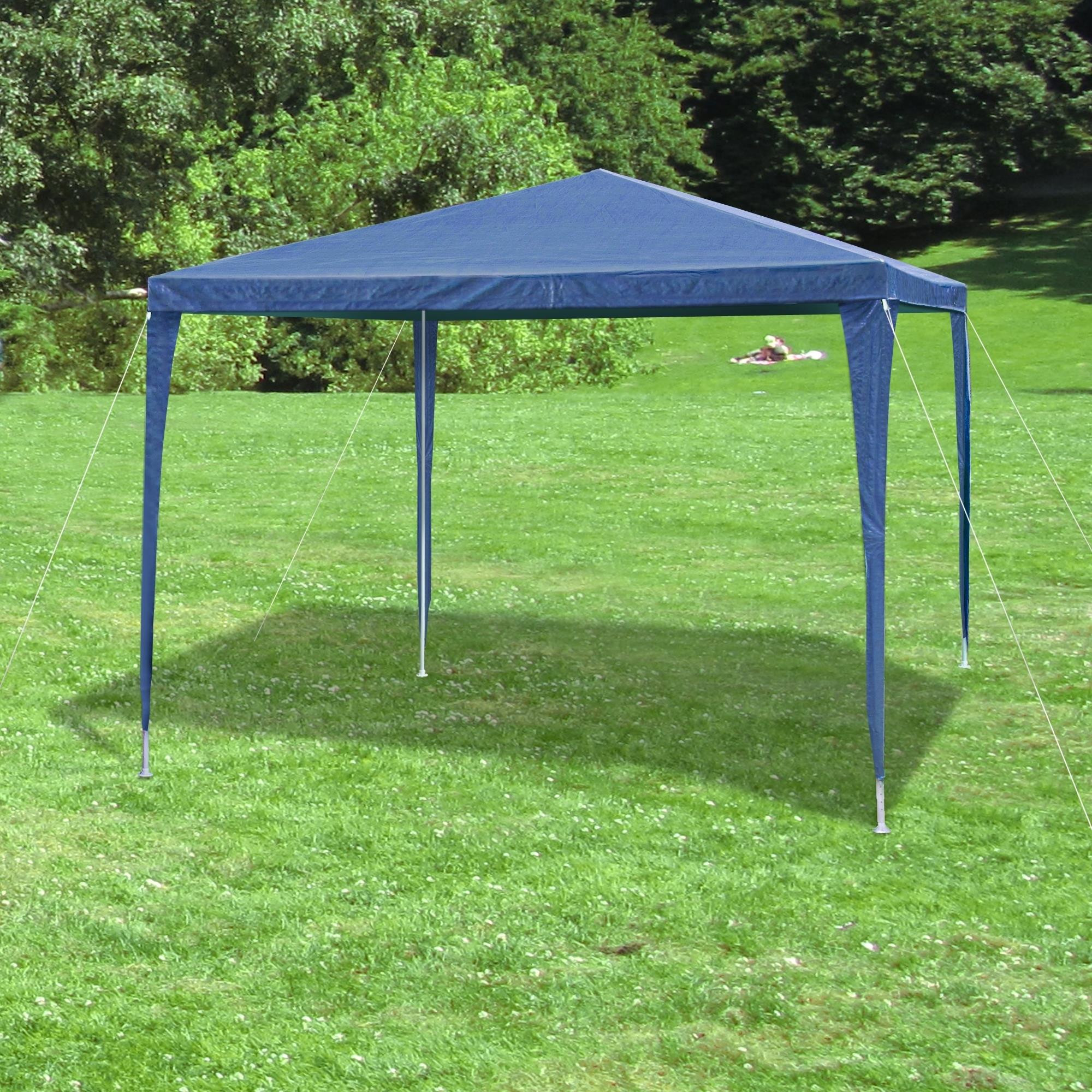 Garten Pavillon Pavillion Fest Zelt blau 3x3 m 4 Seitenteile 110G