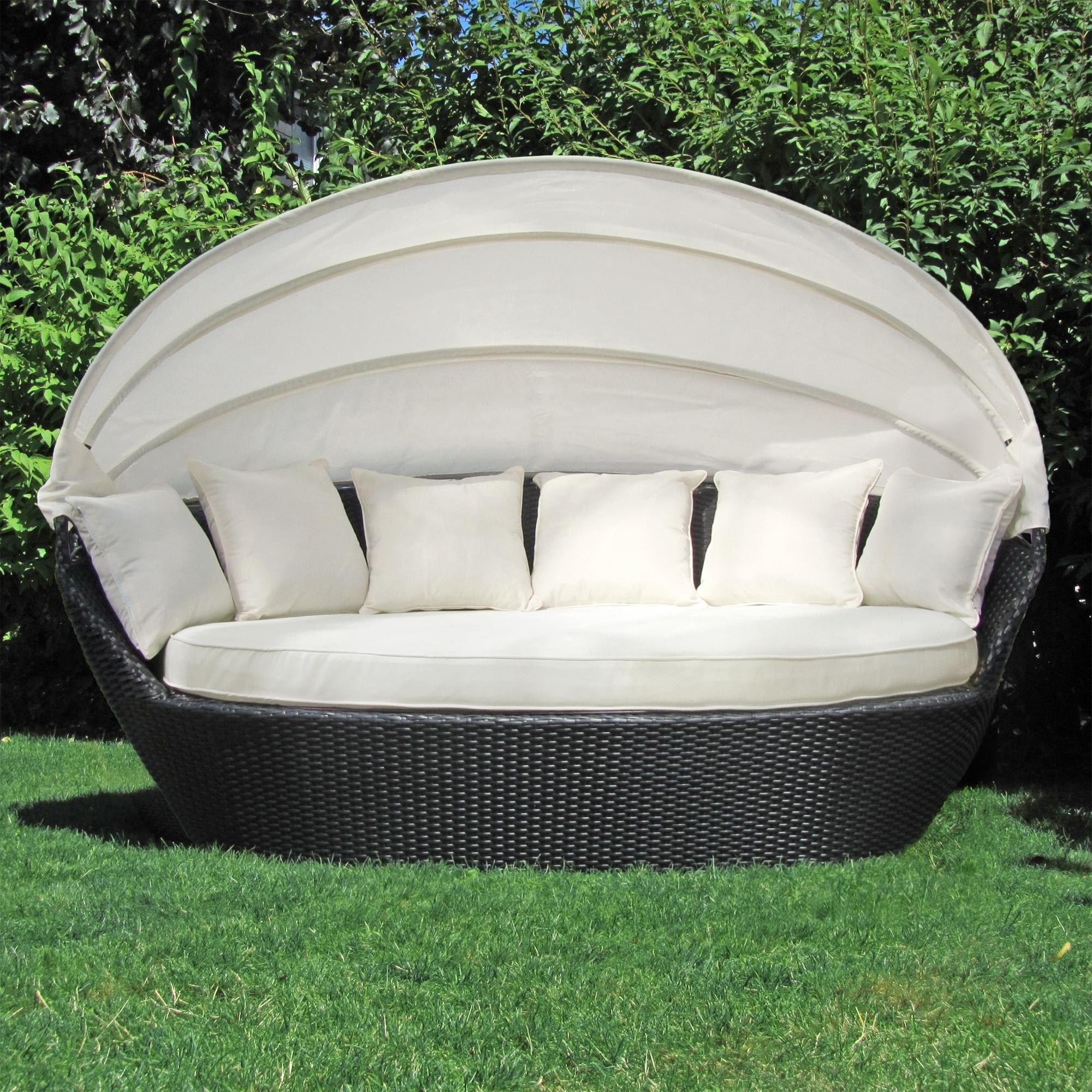XXL Sonneninsel Sonnenliege Strandkorb Garten Lounge Muschel 200cm Poly