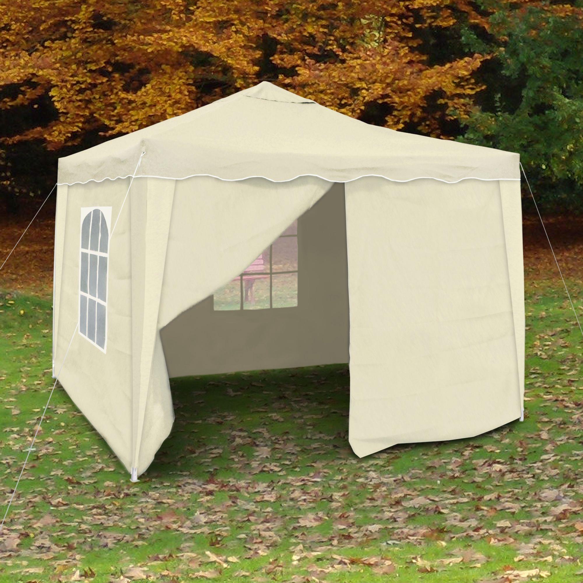 Falt Pavillon Party Zelt Garten Pavillion beige 3x3m PVC 4 Wände