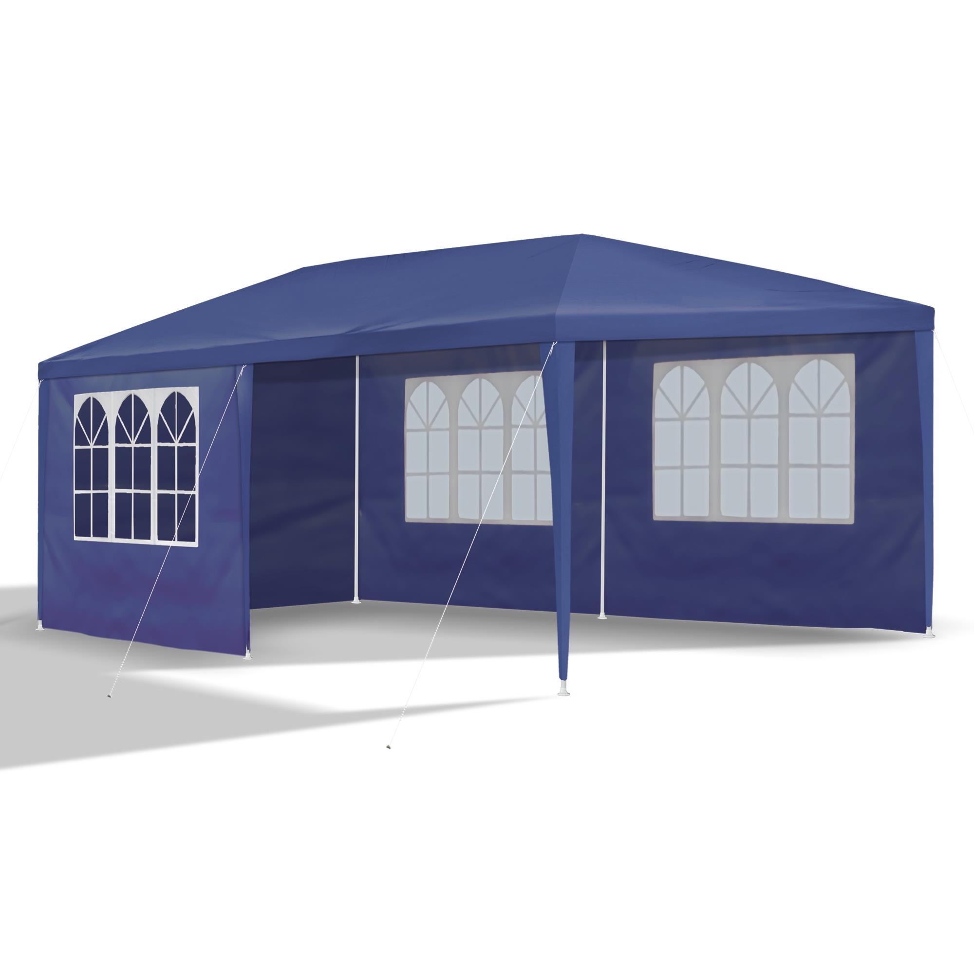 3x6m Party Zelt Garten Pavillon ROT GRÜN BLAU WEISS +Seitenwände