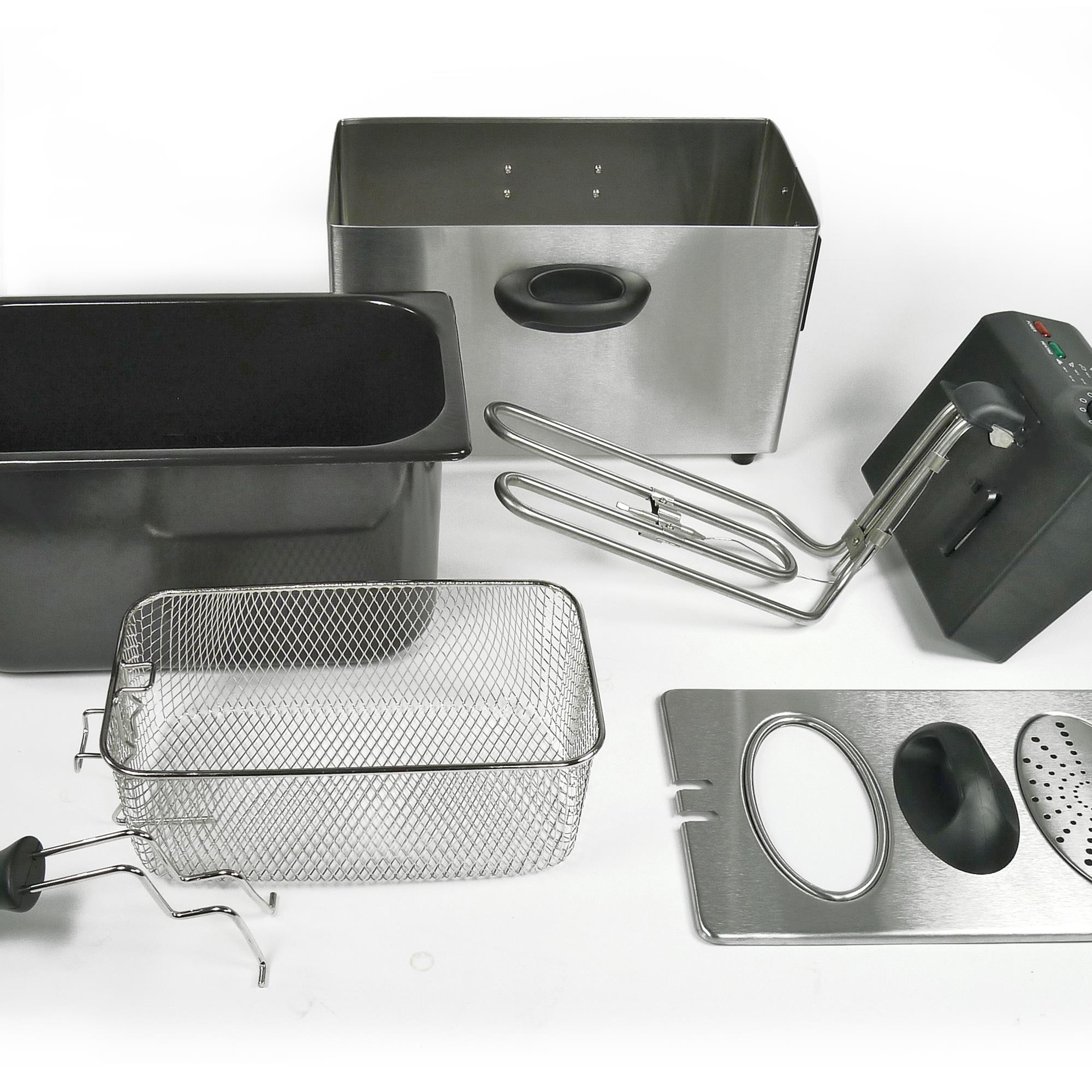 Edelstahl Fritteuse Friteuse Frittöse Fritöse 3,5 Liter 2000W 220-240V