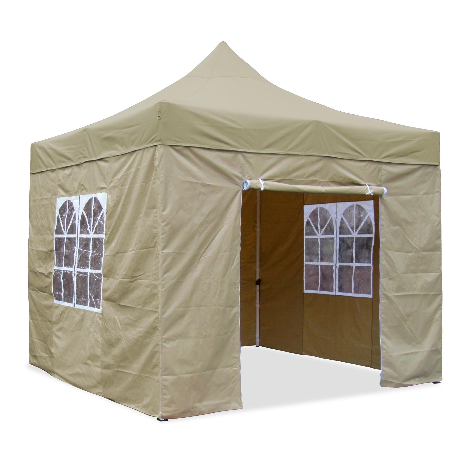 3x3 Profi Falt Pavillon WASSERDICHT PVC Garten Party Zelt beige grün