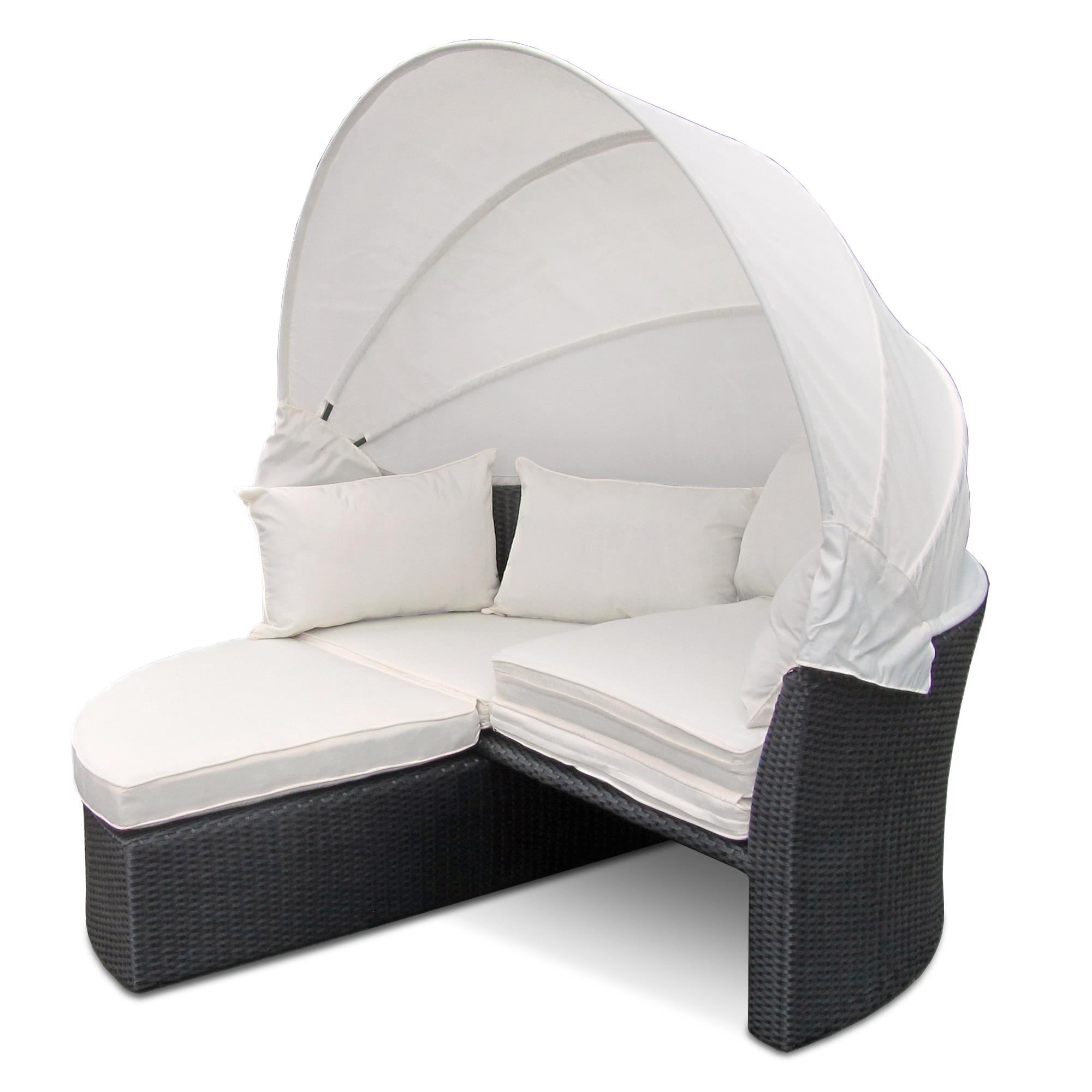 XXL Poly Rattan Sonneninsel Sonnenliege Strandkorb Garten Lounge