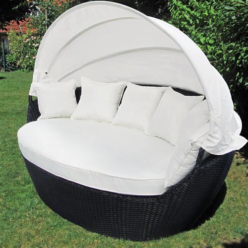 XXL Poly Rattan Sonneninsel Sonnenliege Strandkorb Garten Lounge