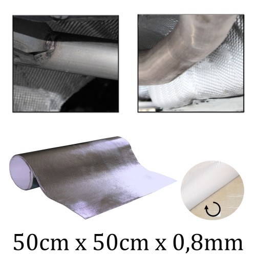 Thermo Hitzeschutzmatte 50 x 50 cm x 0,8 mm, geeignet für: z.B KFZ Unterboden, Selbstklebend, Hitzefest bis max 500°C