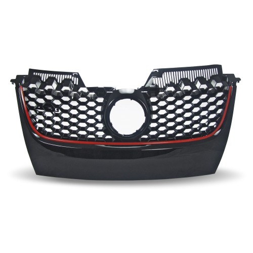 Front Grill with, honey comb mesh, black with red frame line suitable for VW Golf 5