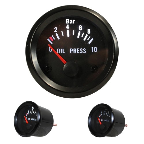 Gauge, oil pressure, black, Ø52mm