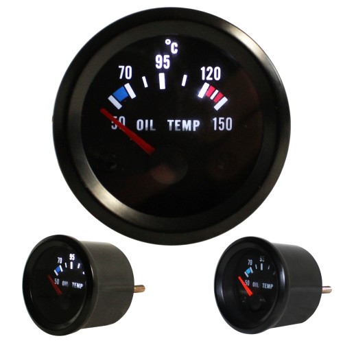 Gauge, oil temperature (50~150°C), black, Ø52mm