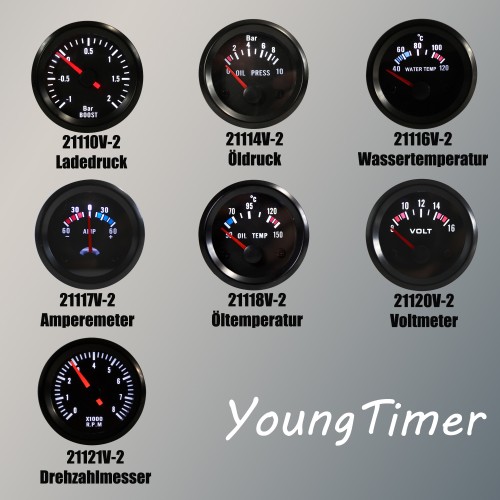 JOM Manomètre Température Huile 50-150°C – Cadran 52 Mm Noir Rallye, Style Youngtimer Vintage