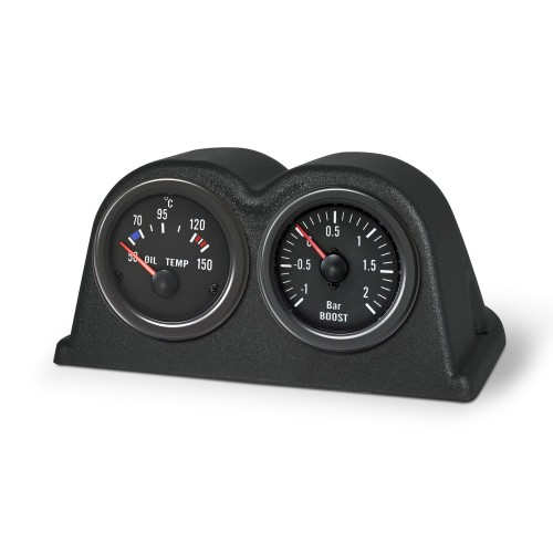 Gauge mounting pod, dash top, double, black