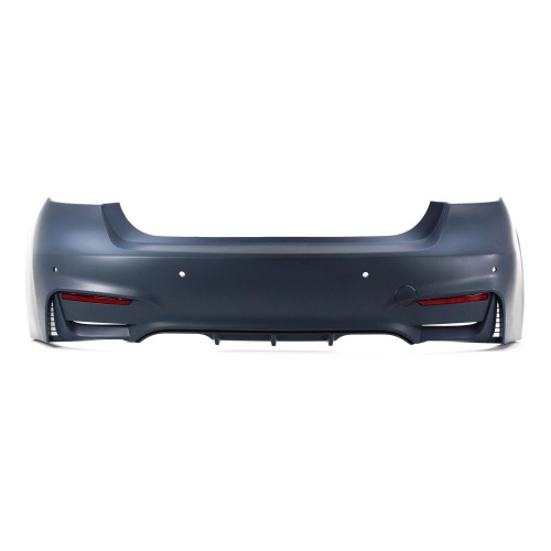 Rear bumper in sports-design, left and right exhaust cuts, with PDC holes suitable for BMW 3er F30 year 10.2011-