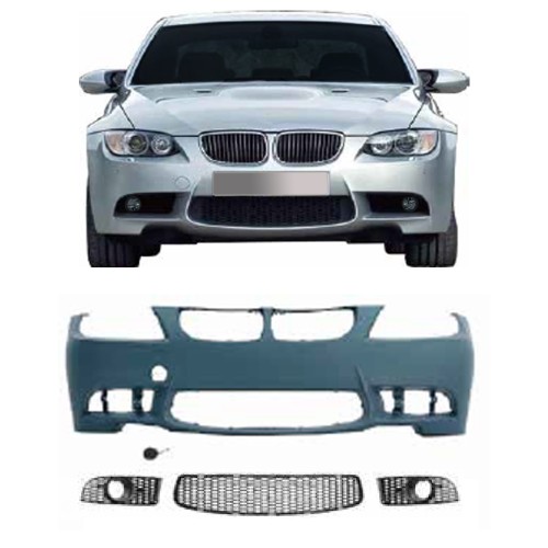 Frontstoßstange im Sport-Design mit PDC-Markierungen und Nebelscheinwerfereinsätzen passend für BMW 3er E90 Limousine und E91 Touring Baujahr 2008 - 2011