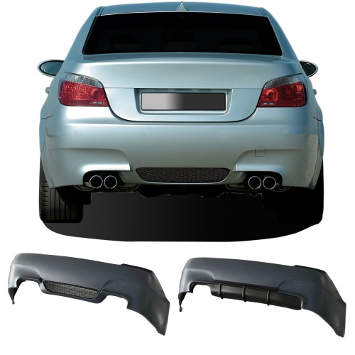 JOM Stoßstange 5er E60 Sport-Look hinten, mit rechten und linken Schalldämpferausgängen, passend für 24mm PDC, Sport Look passend für BMW E60 Bj. 03-10