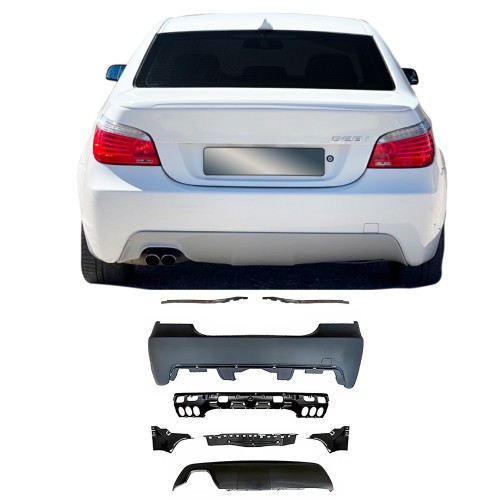 Rear bumper in sports design with PDC markings for 30mm wholes suitable for BMW 5er E60 year 2003 - 2010