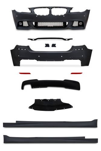Stoßstangen Kit im Sport-Design inkl. Seitenschweller  und Nebelscheinwerfer mit PDC-Bohrungen passend für  5er F10 Bj. 2010-2013