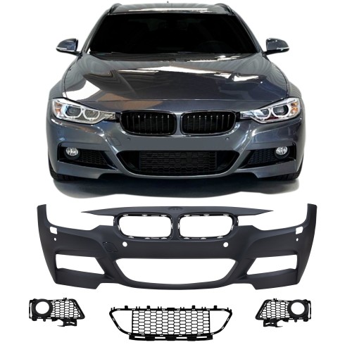 Front bumper in sports design with PDC holes and HCS suitable for BMW 3 Series F30 Limousine year 10.2011 -