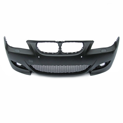 Front bumper, JOM, BMW E60 Facelift By. 03.2007-03.2010, with cuttings for headlight cleaning system and PDC, sport look suitable for BMW E60 Facelift year. 03.2007-03.2010