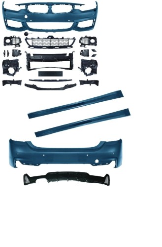 Stoßstangen Kit im Sport-Design inkl. Seitenschweller mit PDC-Bohrungen und SRA passend für BMW 4er F36 Grand Coupé ab Baujahr 2014-