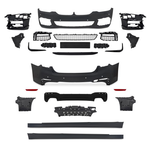 Stoßstangen Kit  vorne und hinten im Sport-Design inkl. Seitenschweller mit PDC-Bohrungen und SRA passend für BMW 5er G30 Bj. 2017-