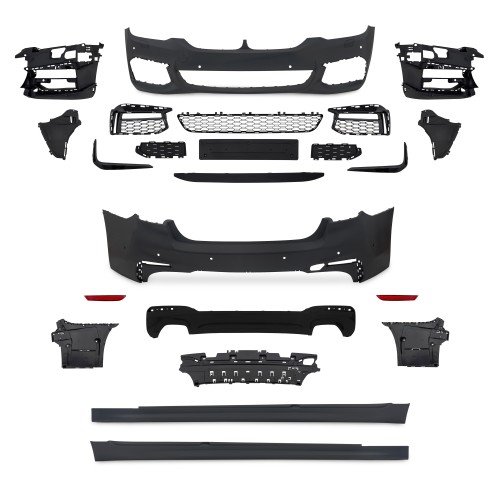 StoÃstangen Kit  vorne und hinten im Sport-Design inkl. Seitenschweller mit PDC-Bohrungen und SRA passend fÃ¼r BMW 5er G30 Bj. 2017-